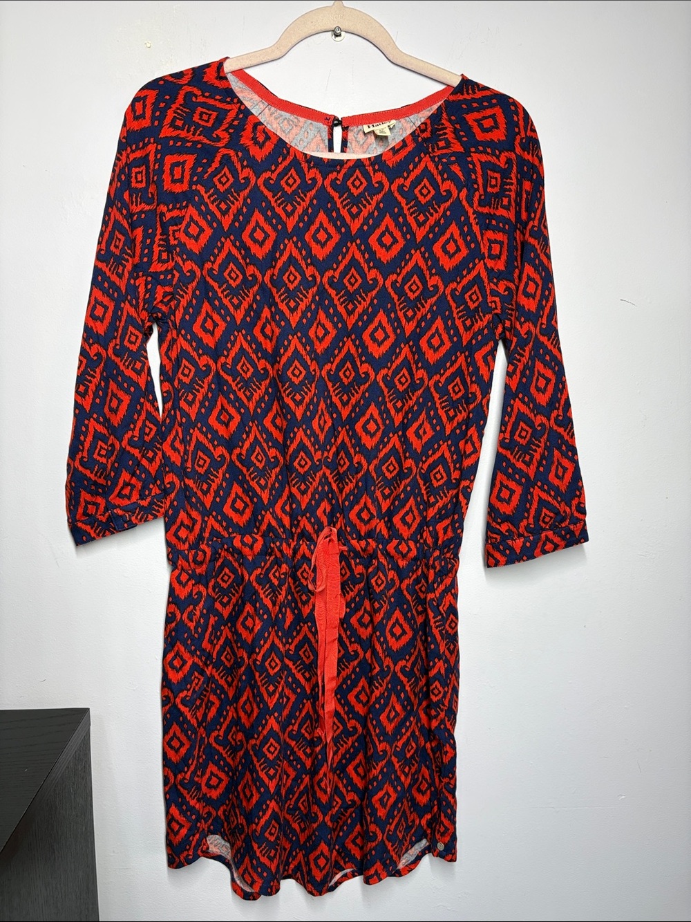 Hatley Navy and Red Geometric Drawstring Waist Dress